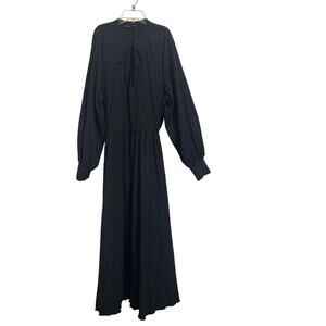 Asos Curve Black Stretch Crepe Long Sleeve Maxi Dress Size 18 FLAW Adjustable